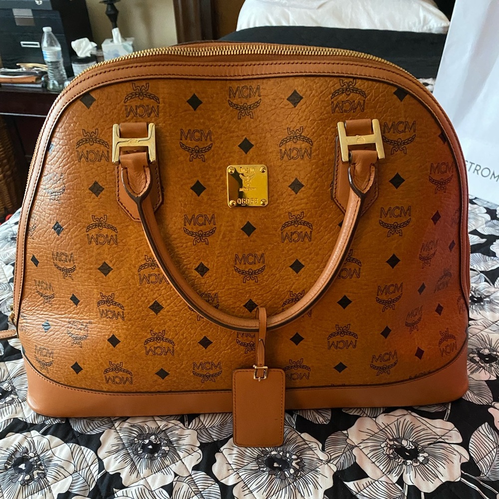 MCM Cognac Visetos Satchel Bag